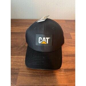 CAT Caterpillar Black Patch Hat SnapBack Curved Bill Baseball Cap